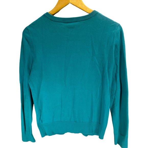 Talbots Petite Teal Green Pima Cotton Button Front Cardigan Sweater Size S - Picture 2 of 9